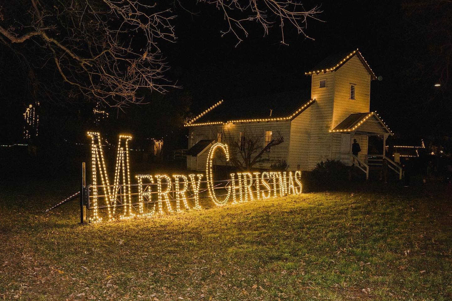 Christmas Lights - Church with Merry Christmas